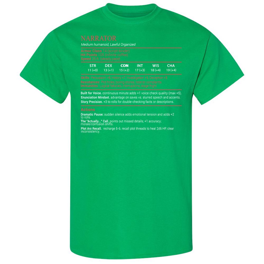 Narrator Stats Block - Irish Green - 13