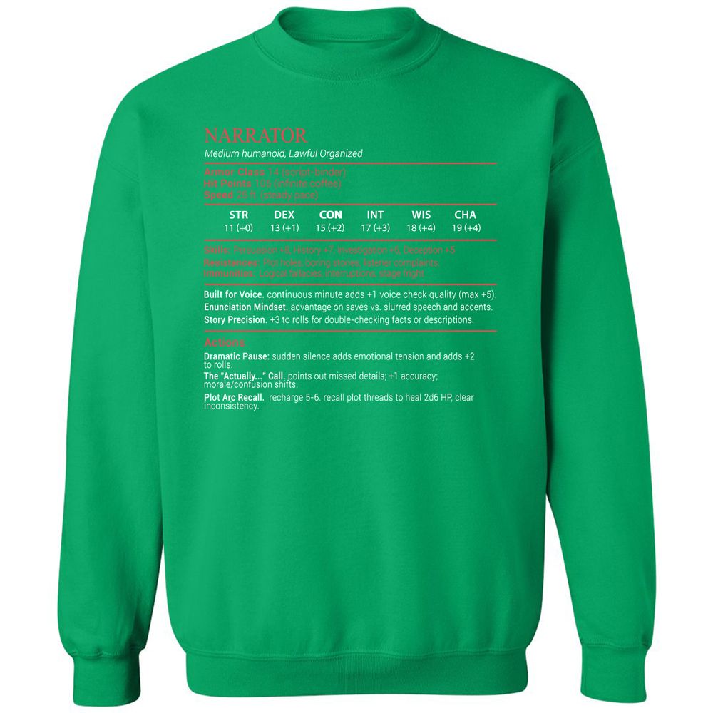 Narrator Stats Block - Irish Green - 13