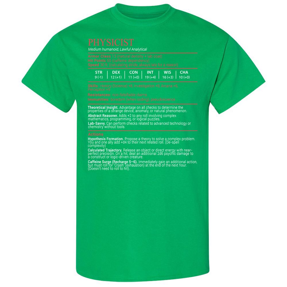 Physicist Stats Block - Irish Green - 13