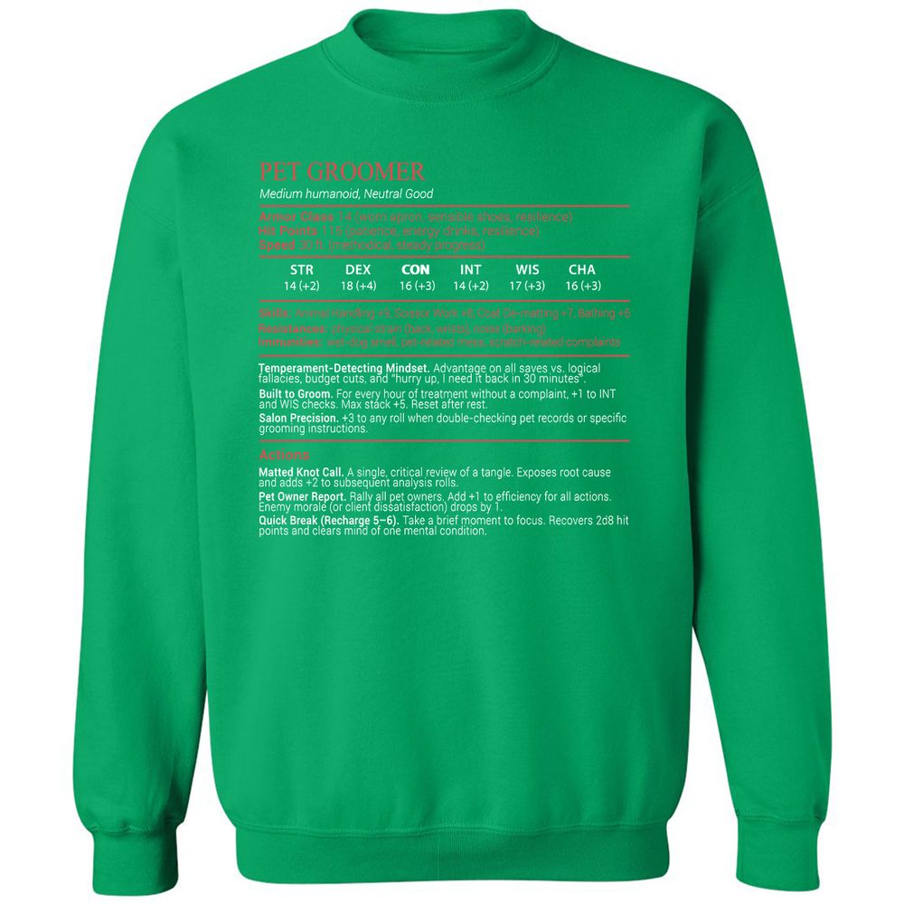 Pet Groomer Stats Block - Irish Green - 13