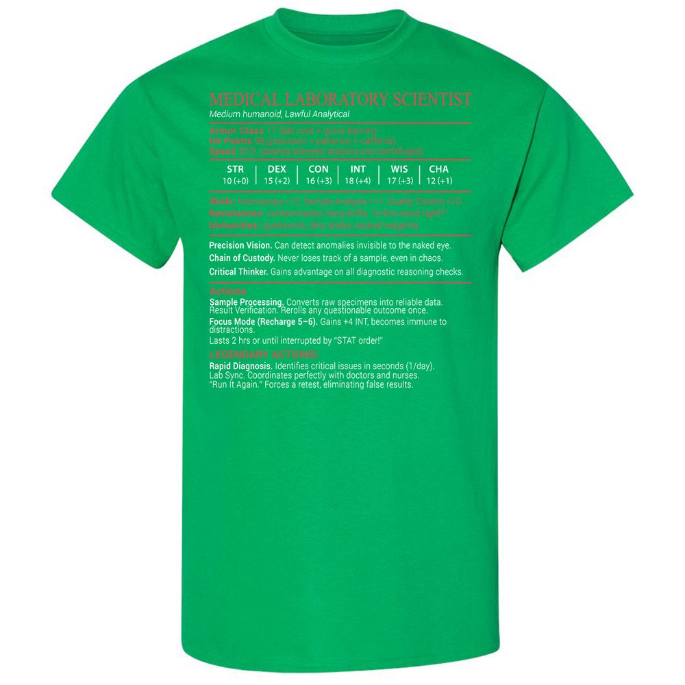 Medical Laboratory Scientist Stats Block - Irish Green - 13