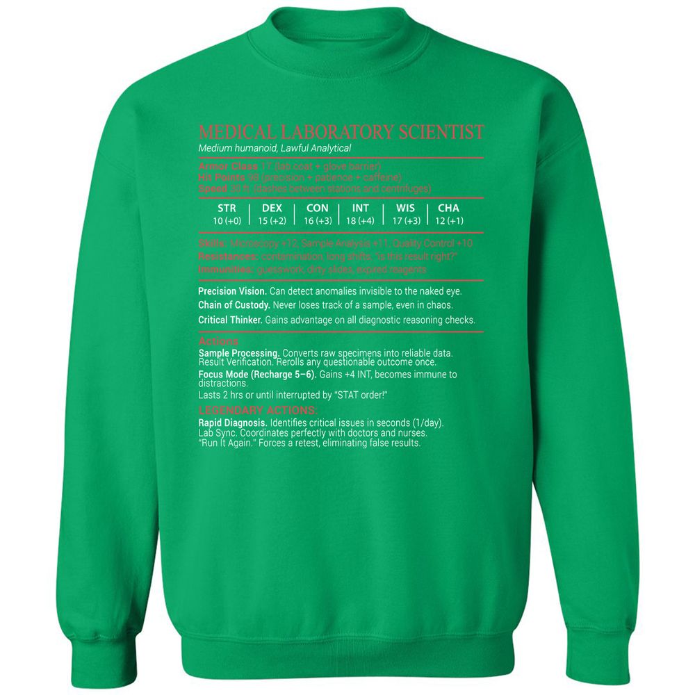 Medical Laboratory Scientist Stats Block - Irish Green - 13