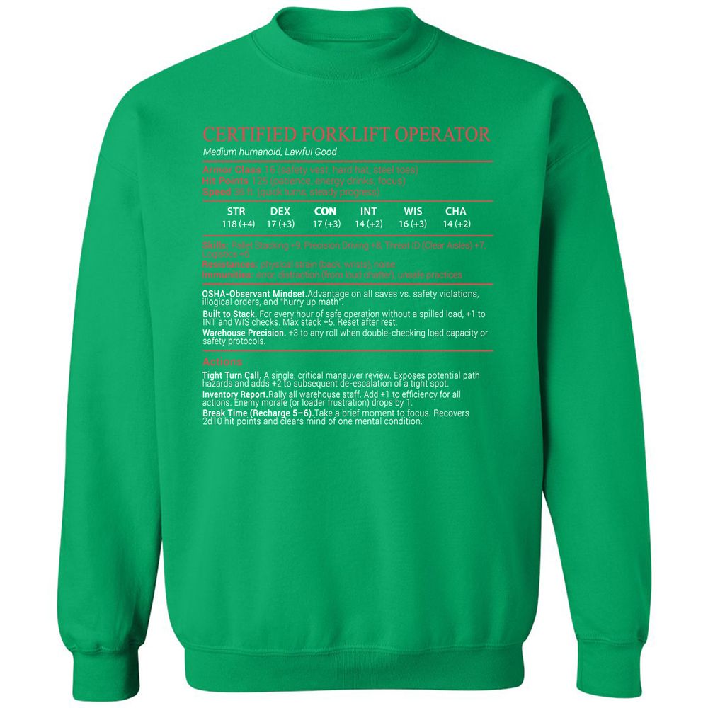 Certified Forklift Operator Stats Block - Irish Green - 13