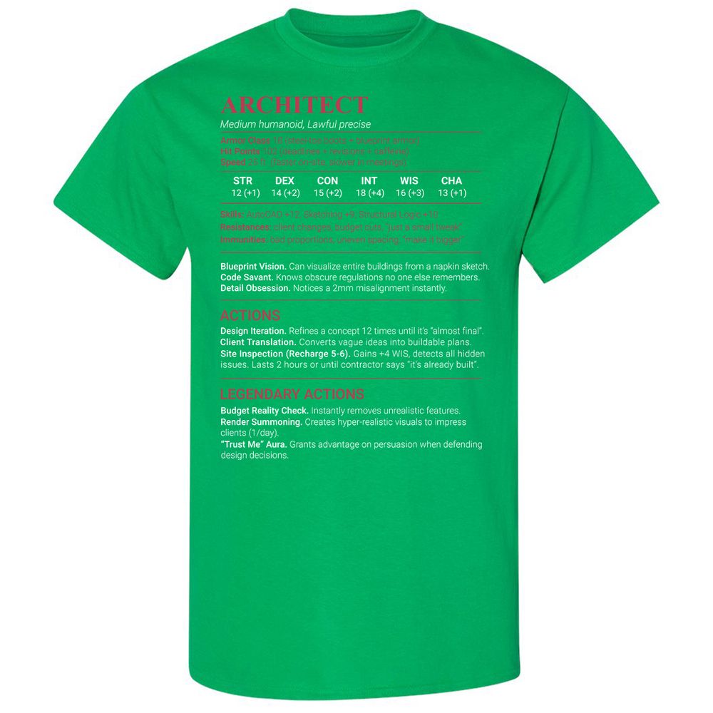 Architect Stats Classic Unisex T-Shirt - Irish Green - 13