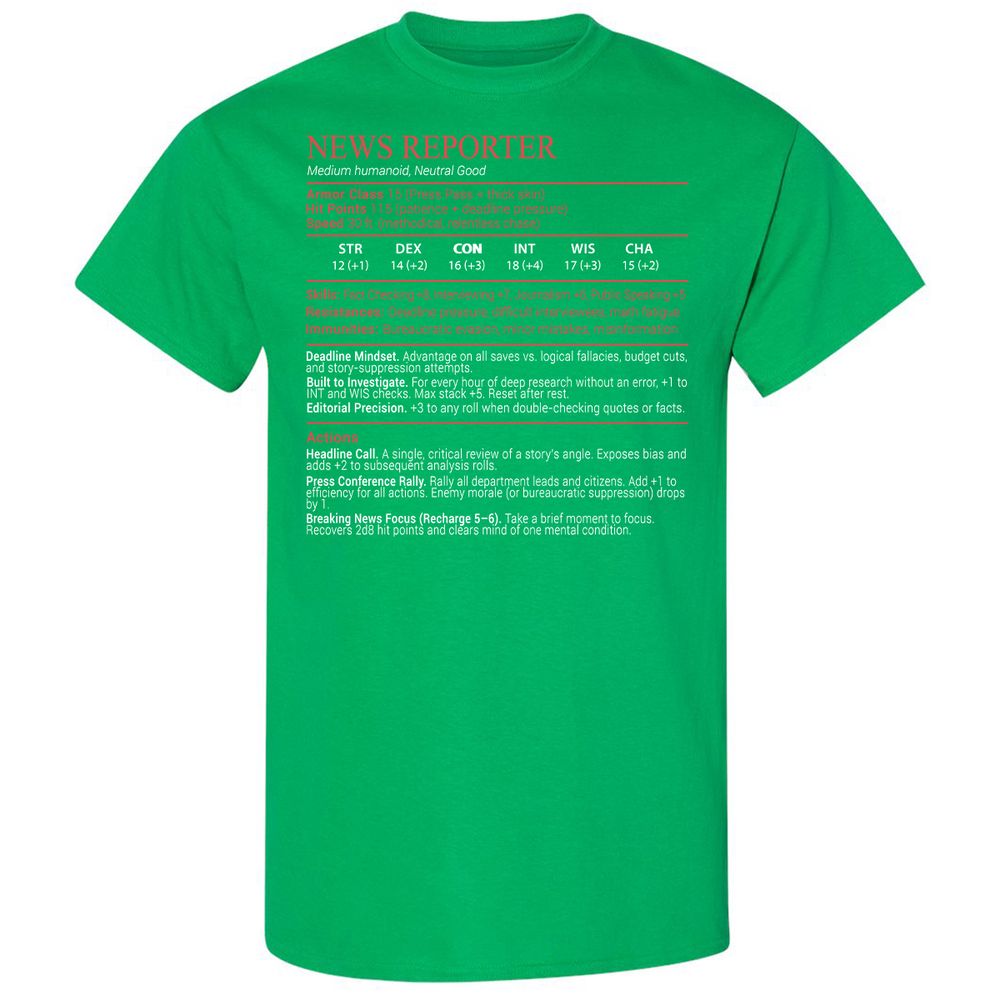 News Reporter Stats Block - Irish Green - 13