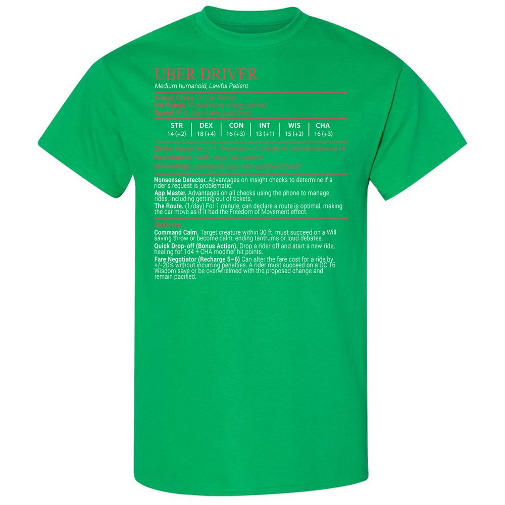 Uber Driver Stats Block Classic Unisex T-Shirt - Irish Green - 13