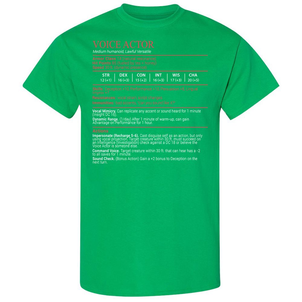 Voice Actor Stats Block - Irish Green - 13