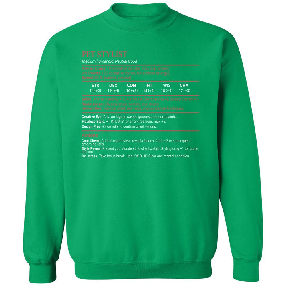 Pet Stylist Stats Block - Irish Green - 13