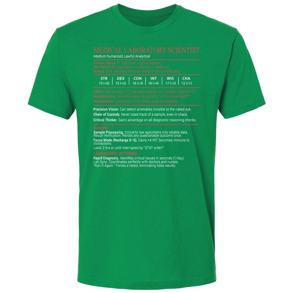 Medical Laboratory Scientist Stats Block - Kelly Green - 13