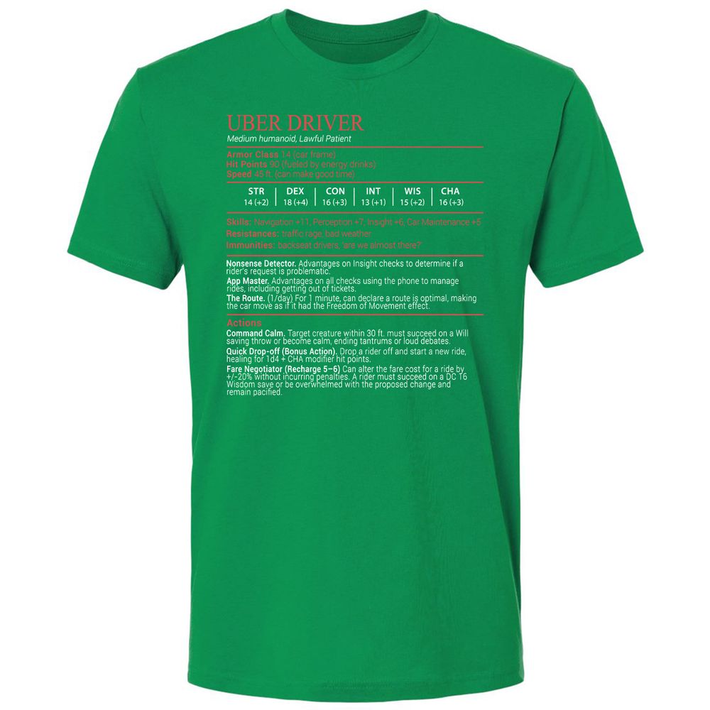 Uber Driver Stats Block Premium Unisex T-Shirt - Kelly Green - 13
