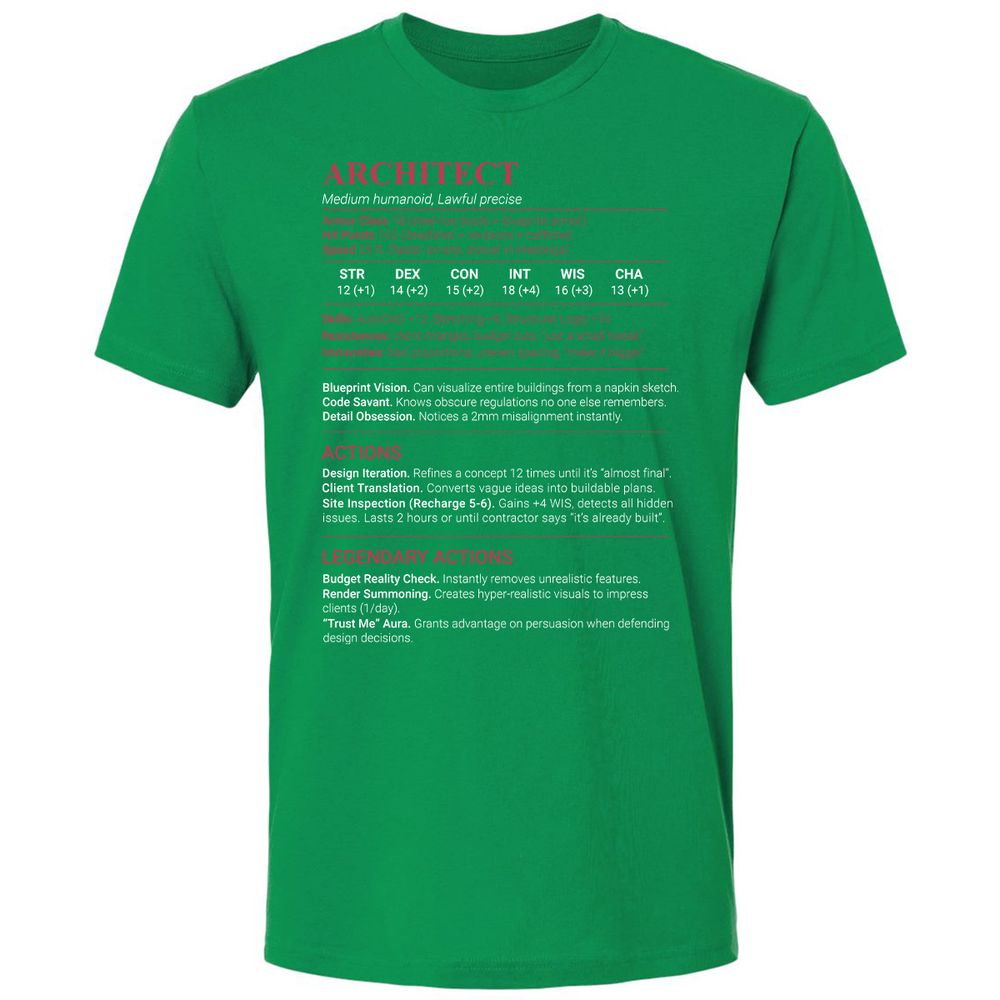 Architect Stats Premium Unisex T-Shirt - Kelly Green - 13