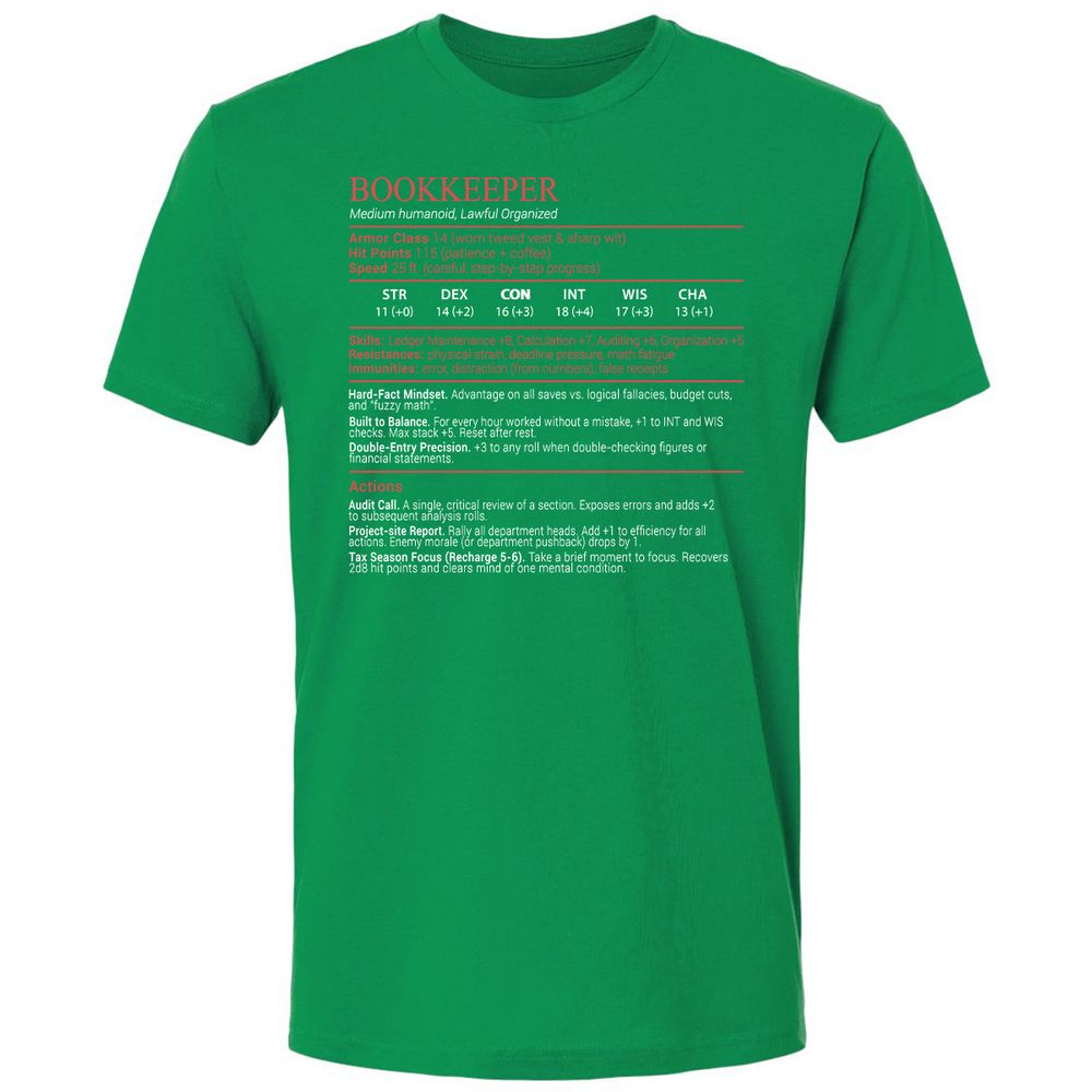 Bookkeepper Stats Block - Kelly Green - 13