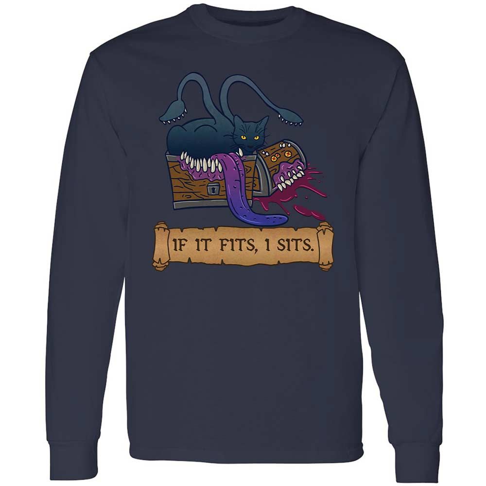 If It Fits I Sits Long Sleeve T-Shirt - Navy - 13