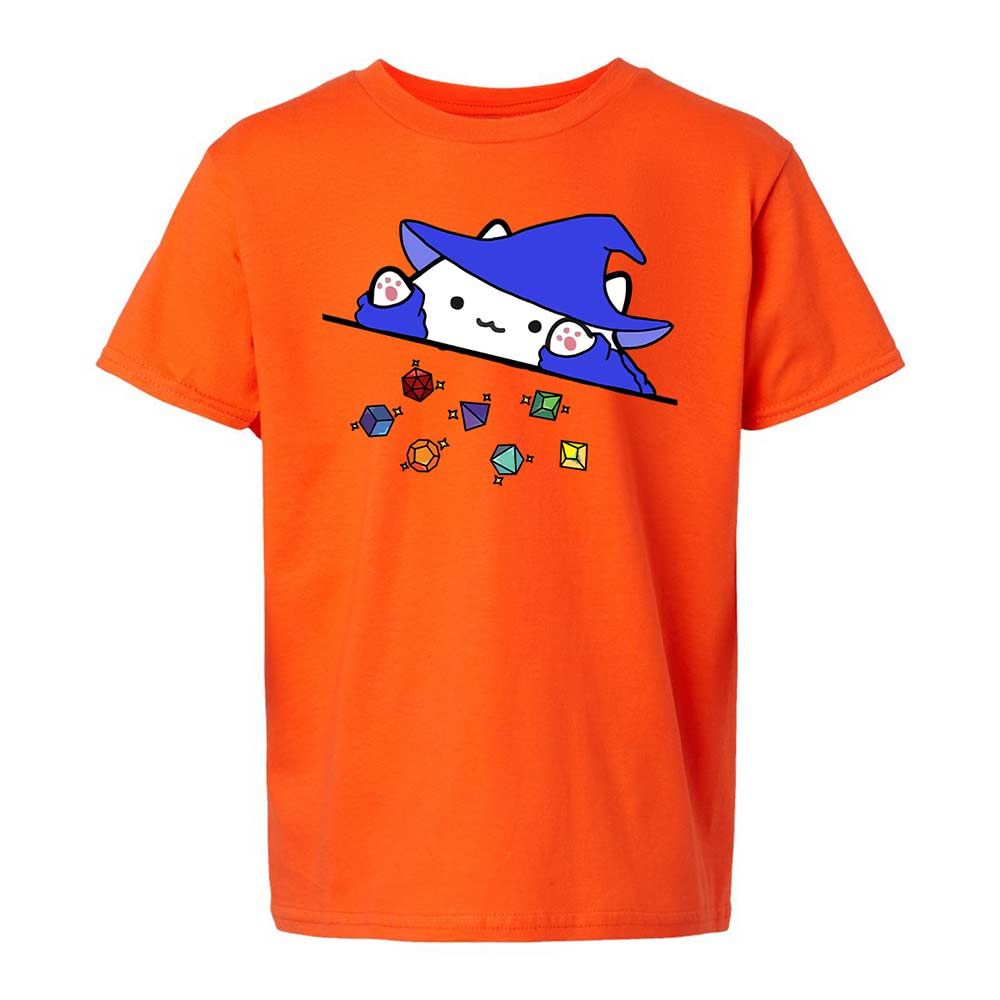 Cat Throws Dices Kids T-Shirt - Orange - 13