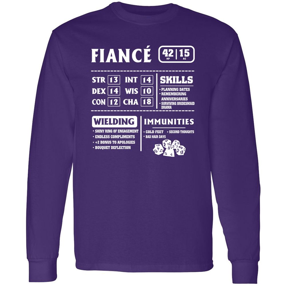Fiance Stats Long Sleeve T-Shirt - Purple - 13