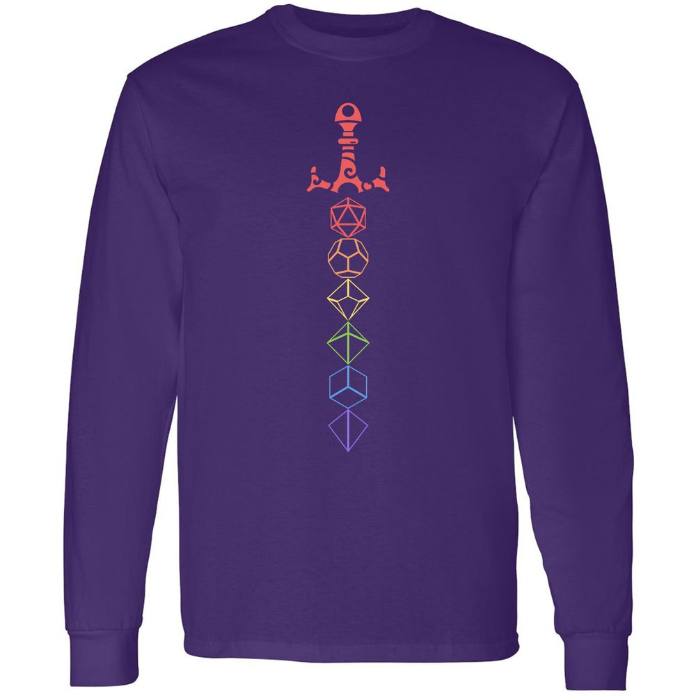 Rainbow Dice Sword LGBT Long Sleeve T-Shirt - Purple - 13