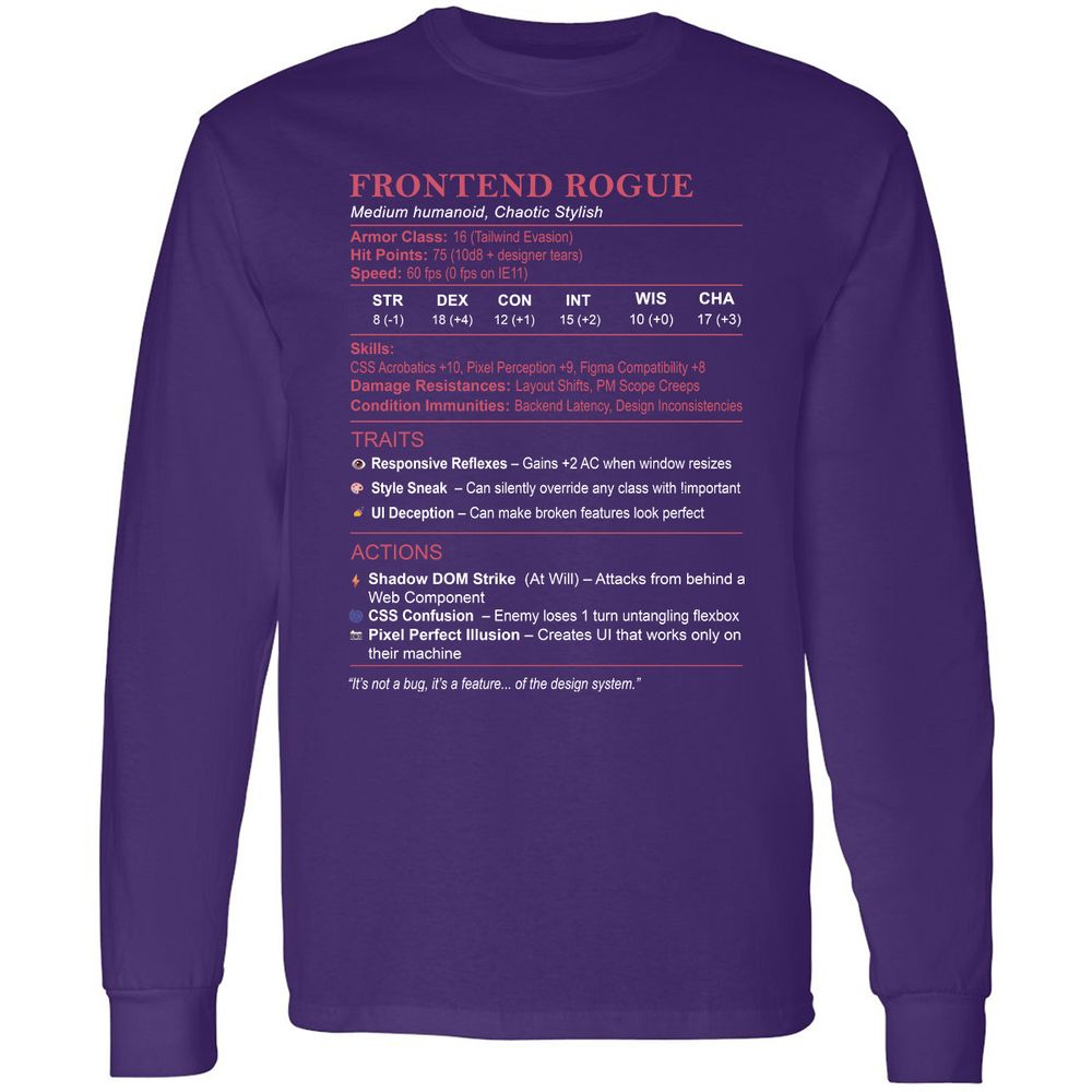Frontend Rogue Long Sleeve T-Shirt - Purple - 13