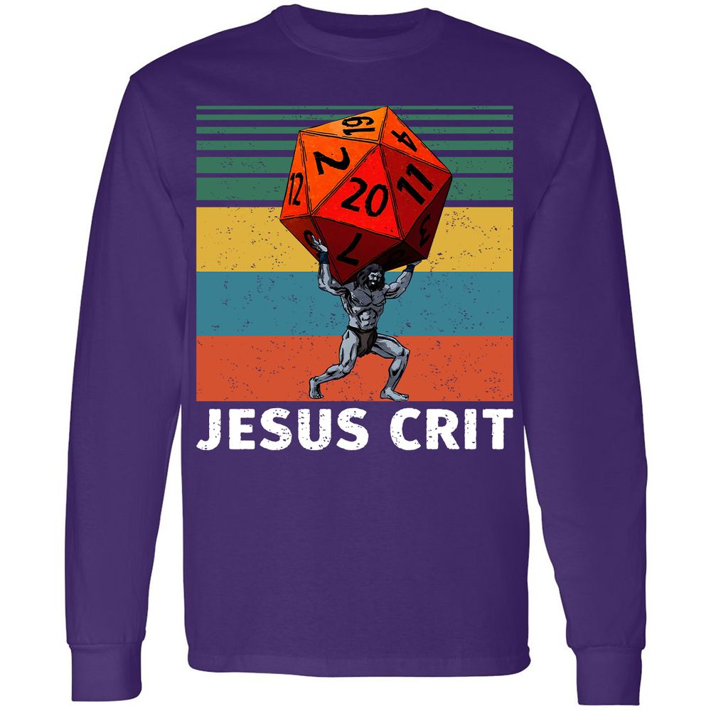 Jesus Crit Long Sleeve T-Shirt - Purple - 13