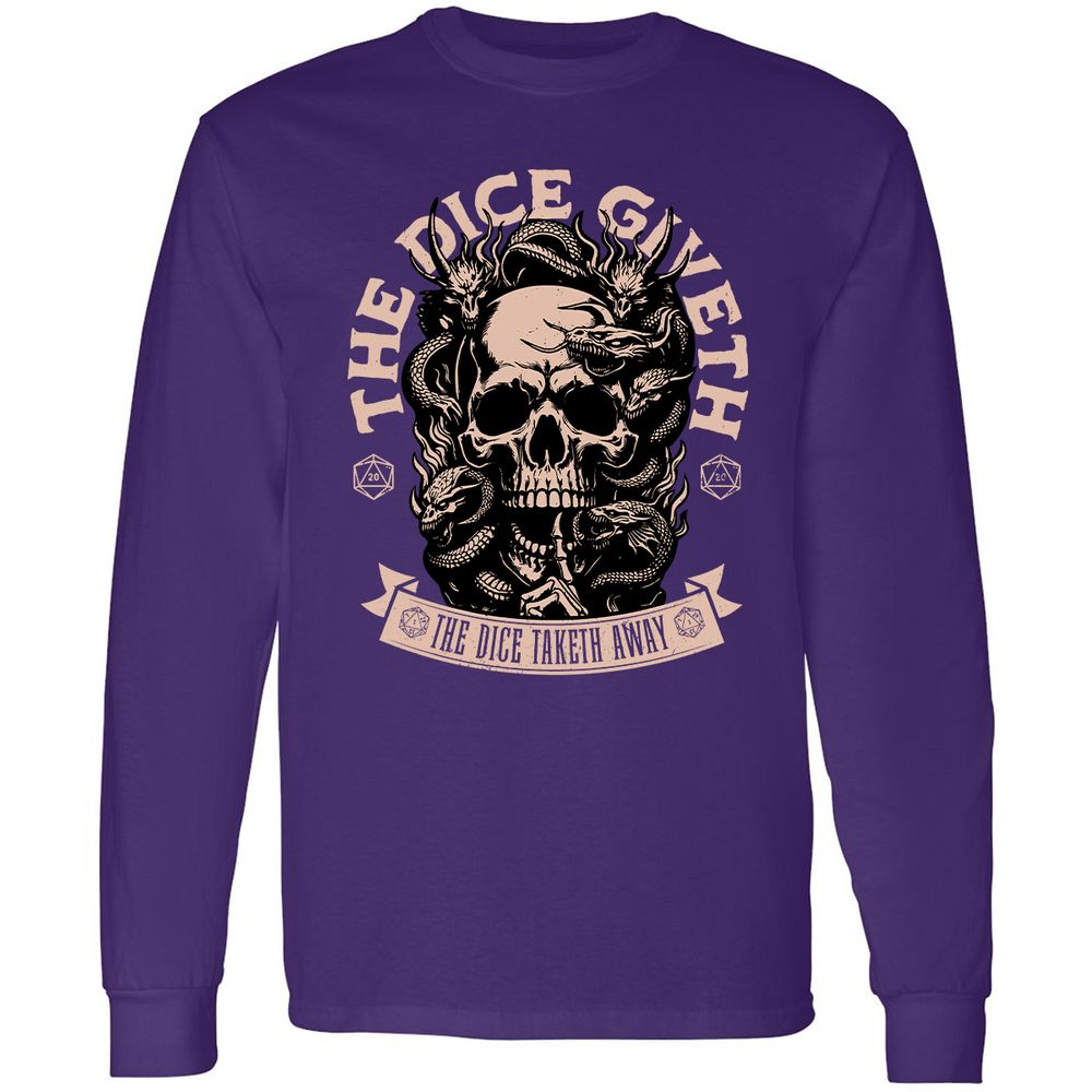 The Dice Giveth The Dice Taketh Away Long Sleeve T-Shirt - Purple - 13