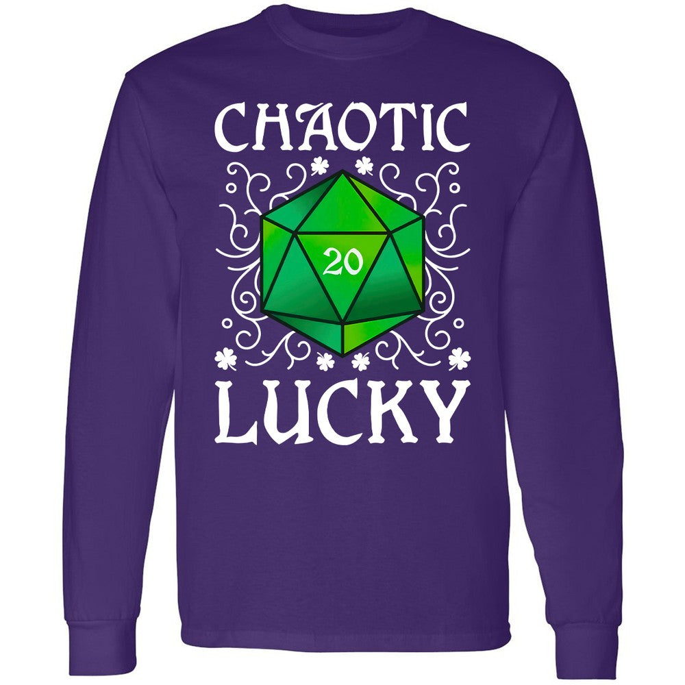 Chaotic Lucky D20 Dice Long Sleeve T-Shirt - Purple - 13