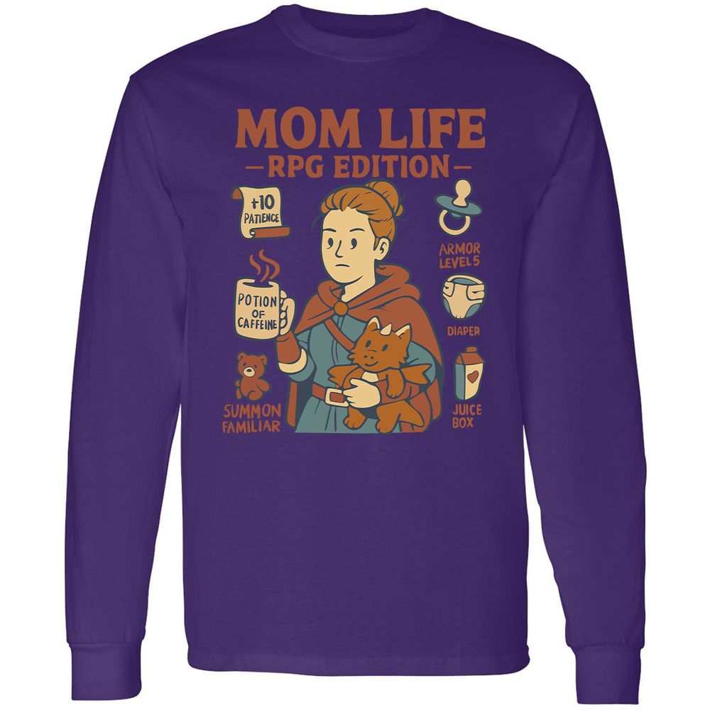 Mom Life RPG Edition Long Sleeve T-Shirt - Purple - 13