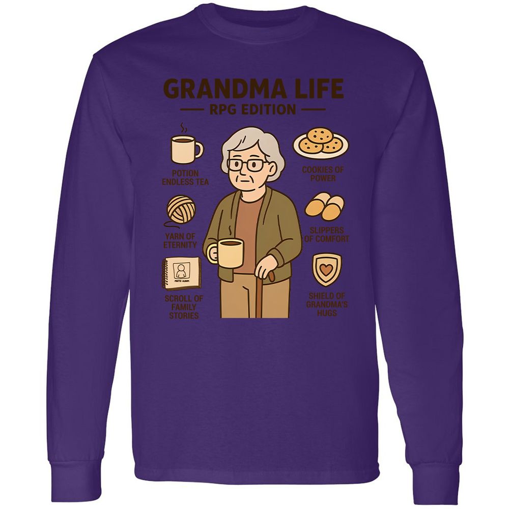 Grandma Life RPG Edition Long Sleeve T-Shirt - Purple - 13