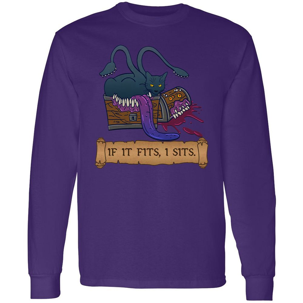 If It Fits I Sits Long Sleeve T-Shirt - Purple - 13