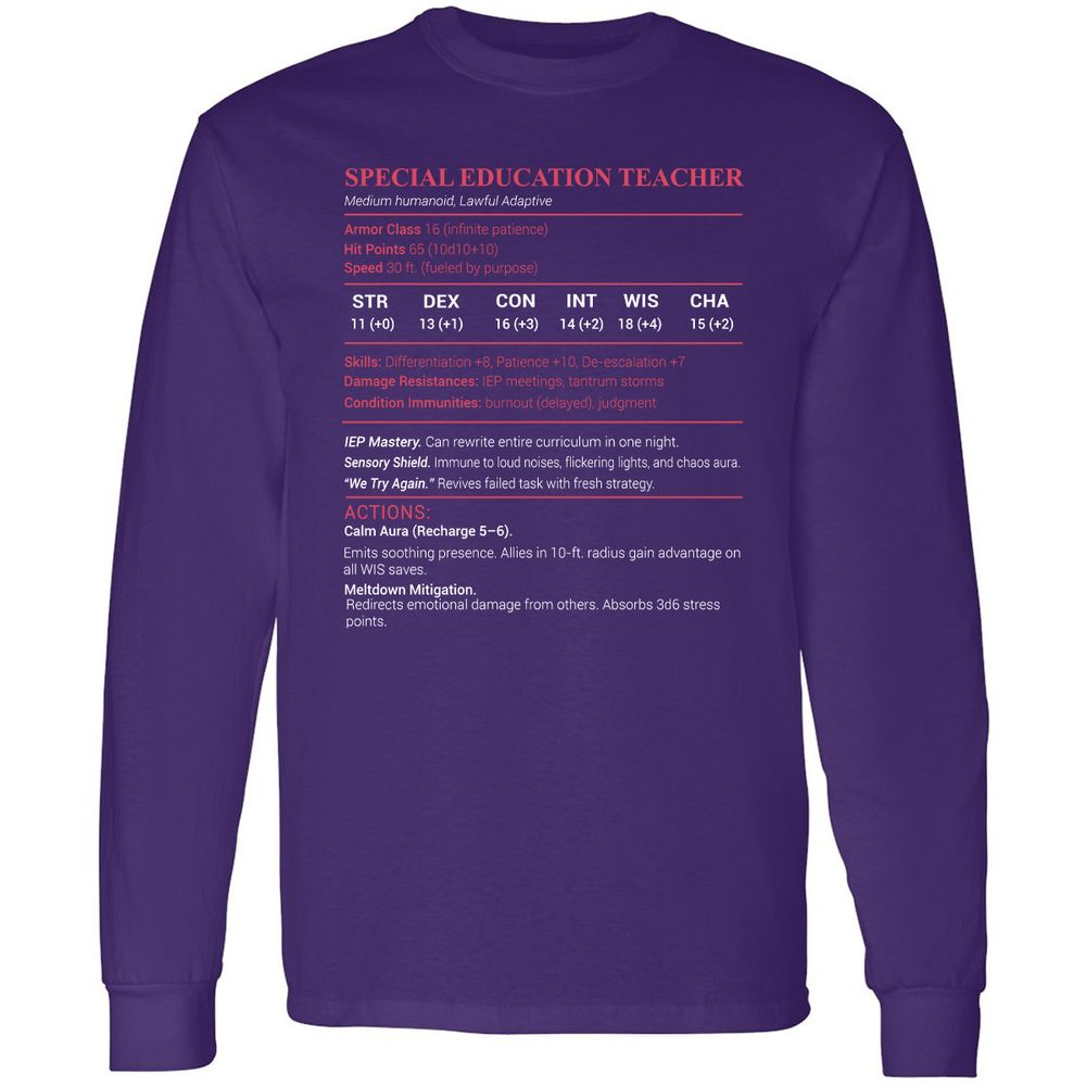Special Edu Stats Long Sleeve T-Shirt - Purple - 13