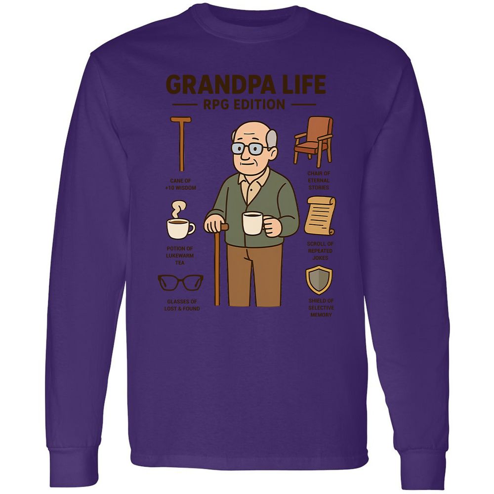 Grandpa Life RPG Edition Long Sleeve T-Shirt - Purple - 13