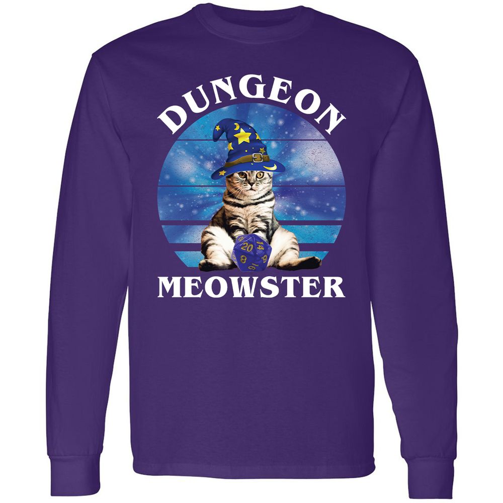 Dungeon Meowster Vintage Long Sleeve T-Shirt - Purple - 13