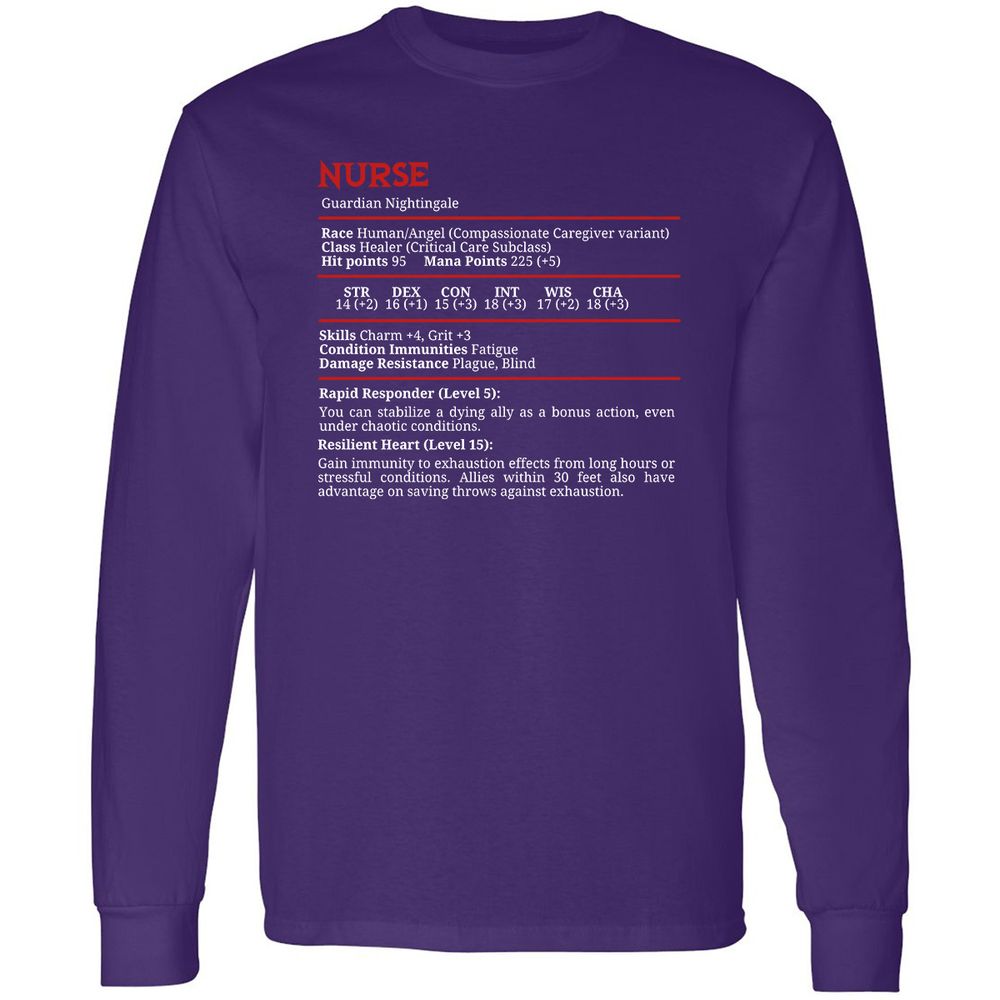 Nurse Stats Long Sleeve T-Shirt - Purple - 13