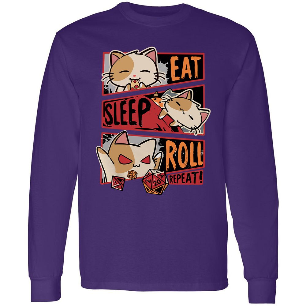 Eat Sleep Roll Repeat Long Sleeve T-Shirt - Purple - 13