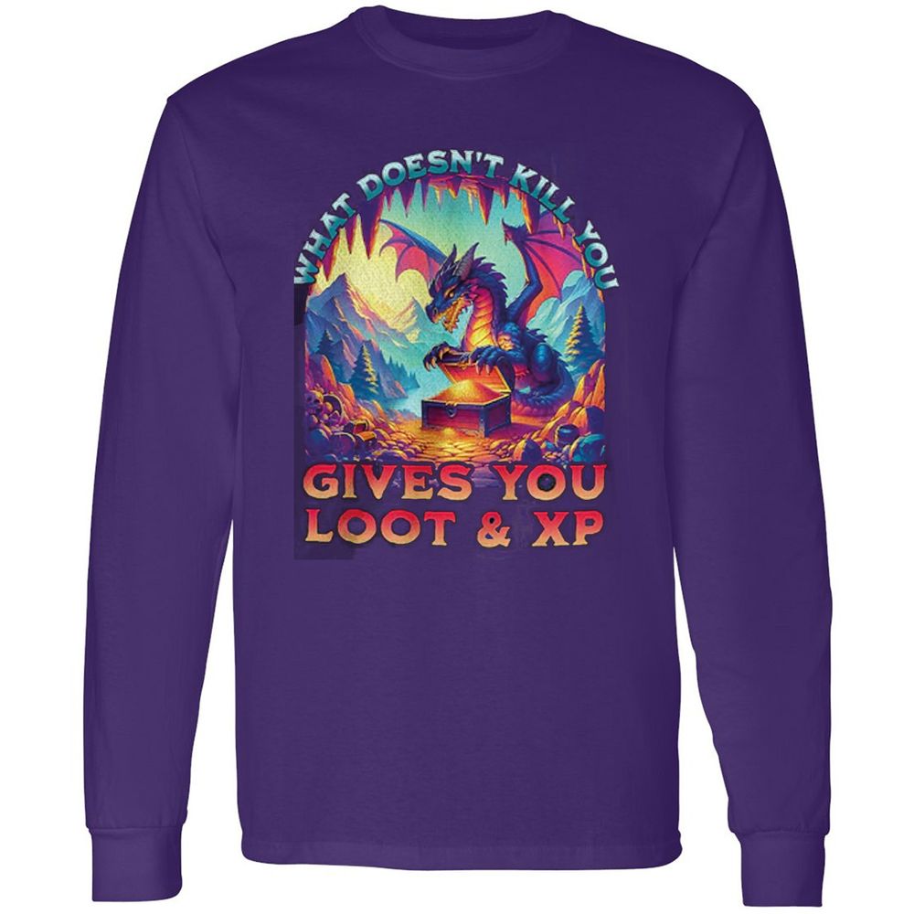 What Doesn't Kill You Give You Loot & XP Long Sleeve T-Shirt - Purple - 13