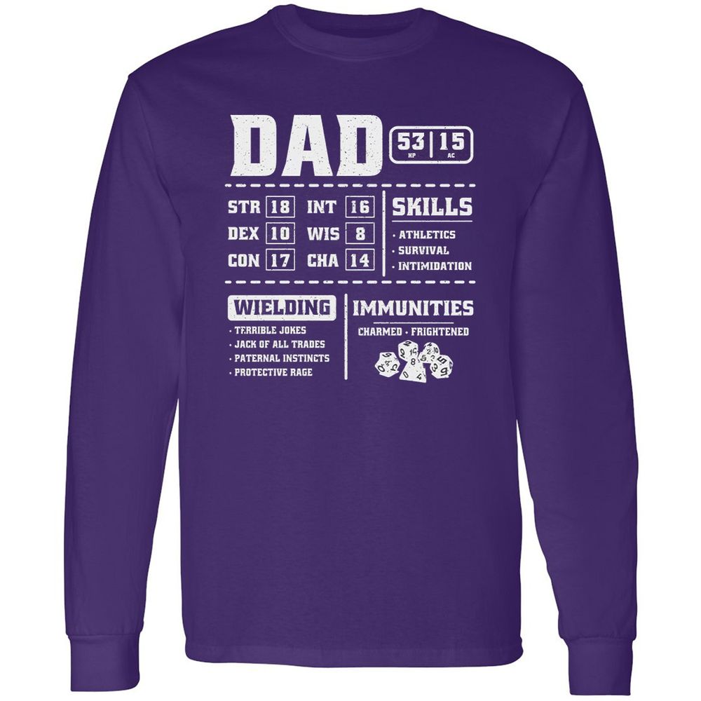 Dad Stat Block 2 Long Sleeve T-Shirt - Purple - 13