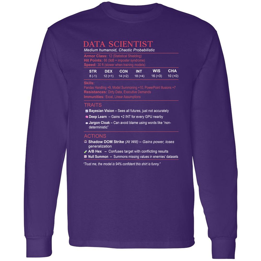 Data Scientist Stats Long Sleeve T-Shirt - Purple - 13