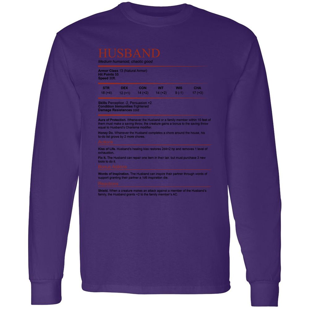 Husband White Long Sleeve T-Shirt - Purple - 13