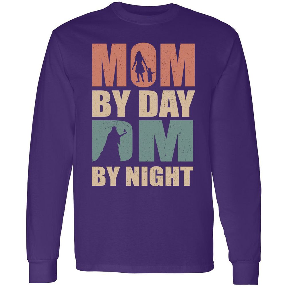 Mom By Day DM By Night Long Sleeve T-Shirt - Purple - 13