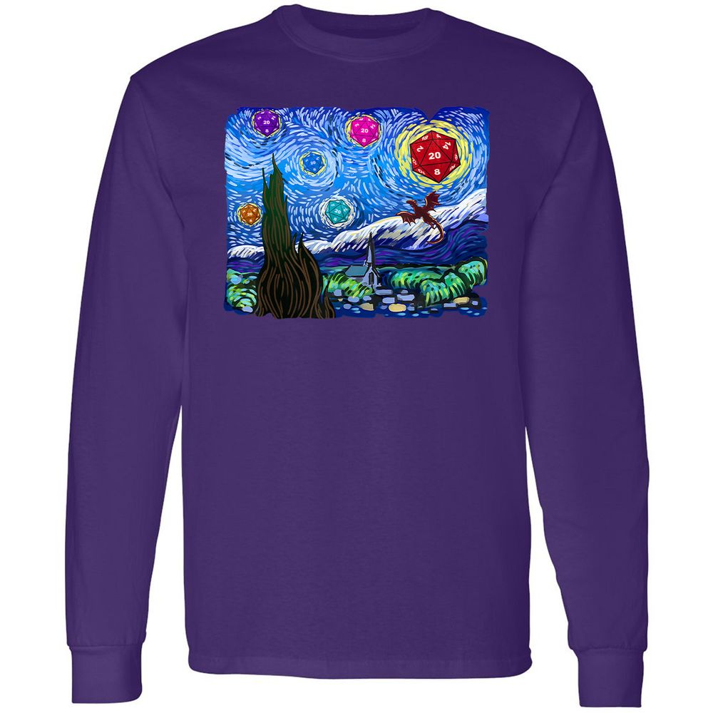 Dragon Starry Night Long Sleeve T-Shirt - Purple - 13