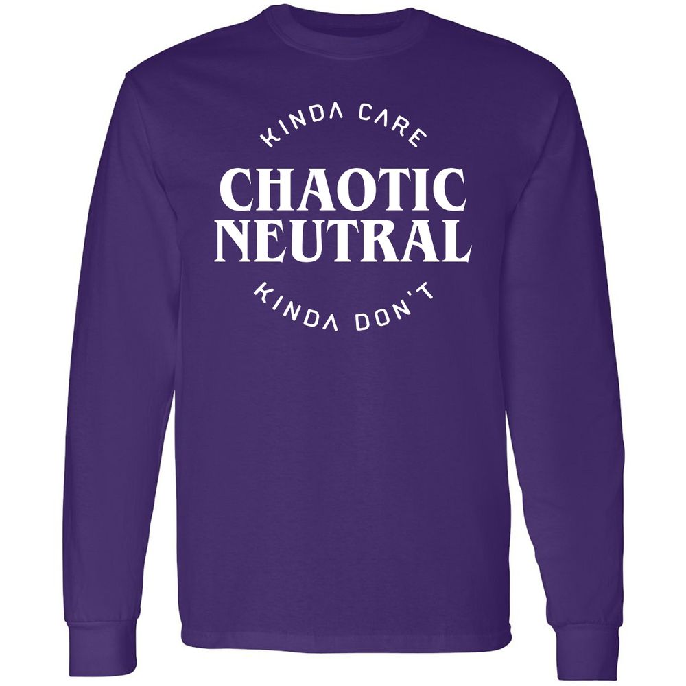 Chaotic Neutral Alignment Kinda Care Kinda Don't Long Sleeve T-Shirt - Purple - 13