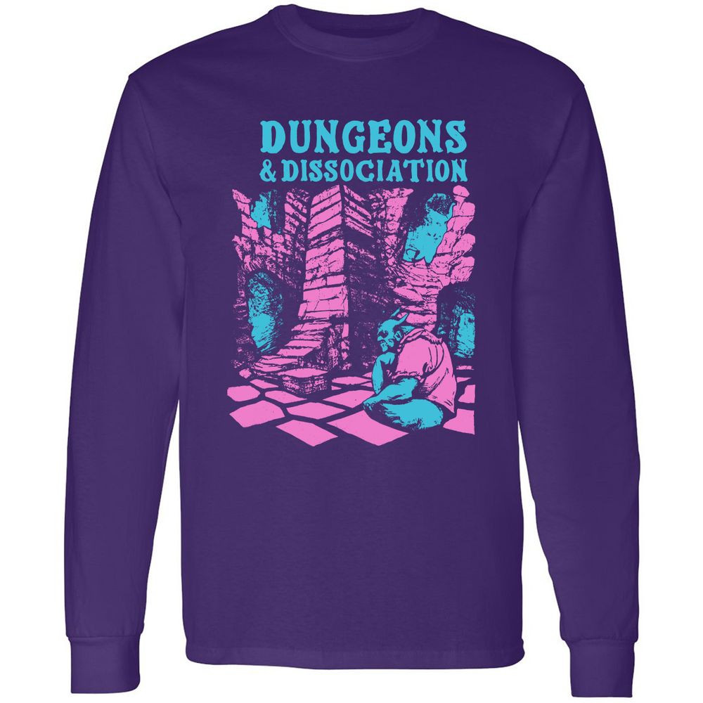 Dungeons And Dissociation Long Sleeve T-Shirt - Purple - 13