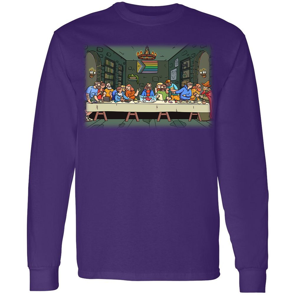 DnD Characters Pride Themed The Last Supper Shirt Long Sleeve T-Shirt - Purple - 13