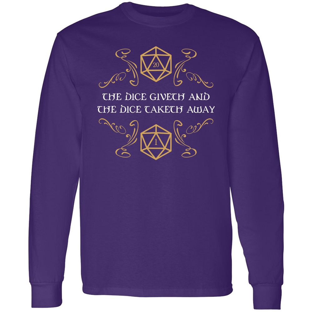 The Dice Giveth and Taketh Away Natural 20 and Critical Fail Long Sleeve T-Shirt - Purple - 13