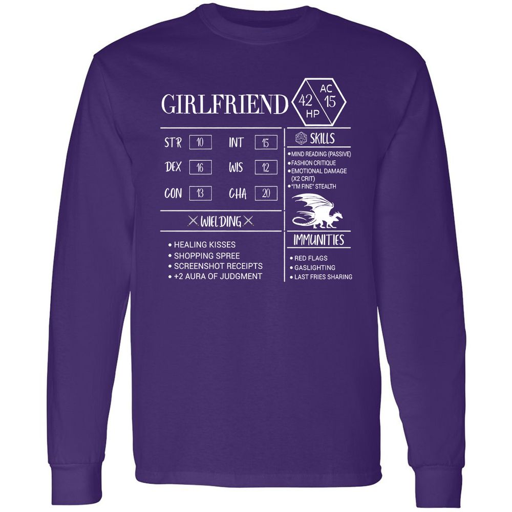 Girlfriend Stats Long Sleeve T-Shirt - Purple - 13