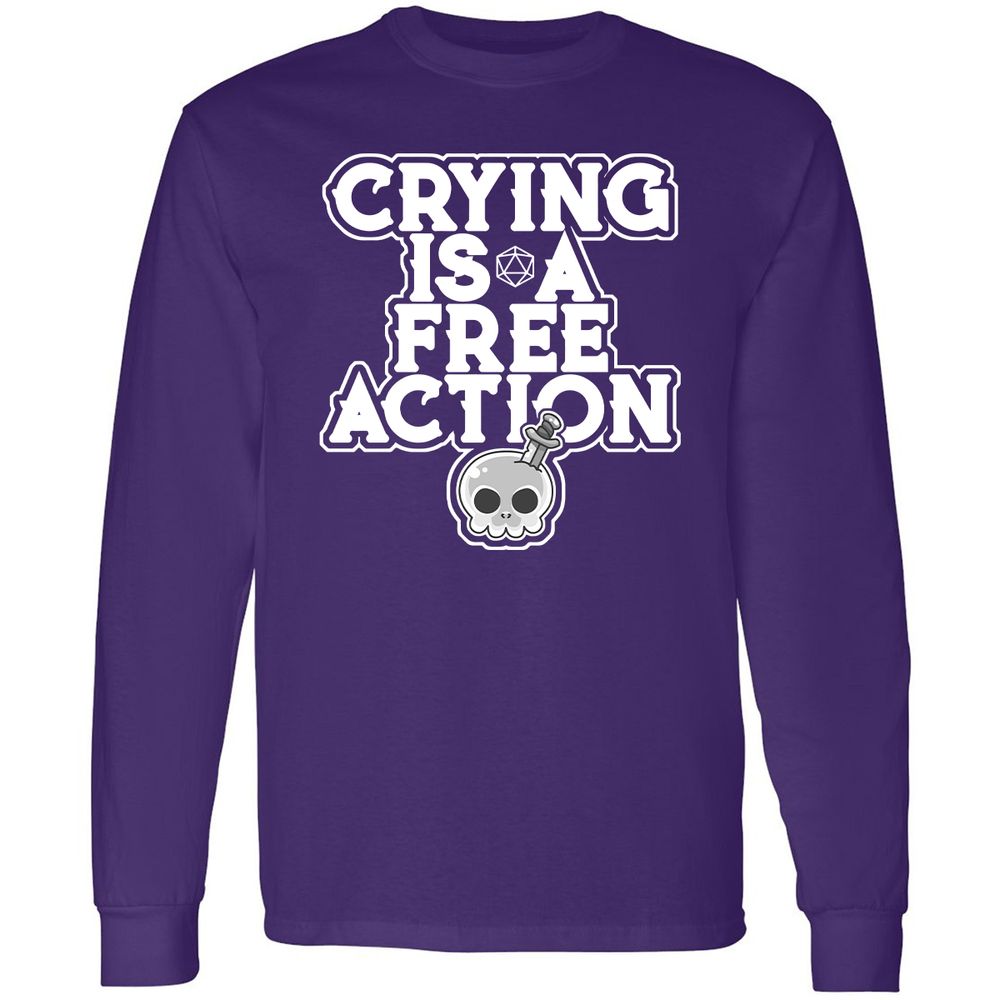 Crying Is A Free Action Long Sleeve T-Shirt - Purple - 13