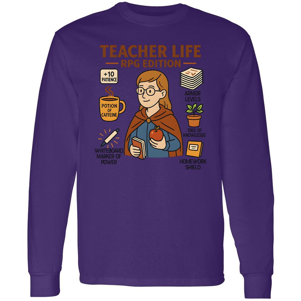 Teacher Life RPG Edition Long Sleeve T-Shirt - Purple - 13