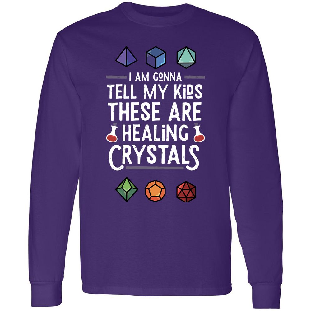 Healing Crystals Long Sleeve T-Shirt - Purple - 13