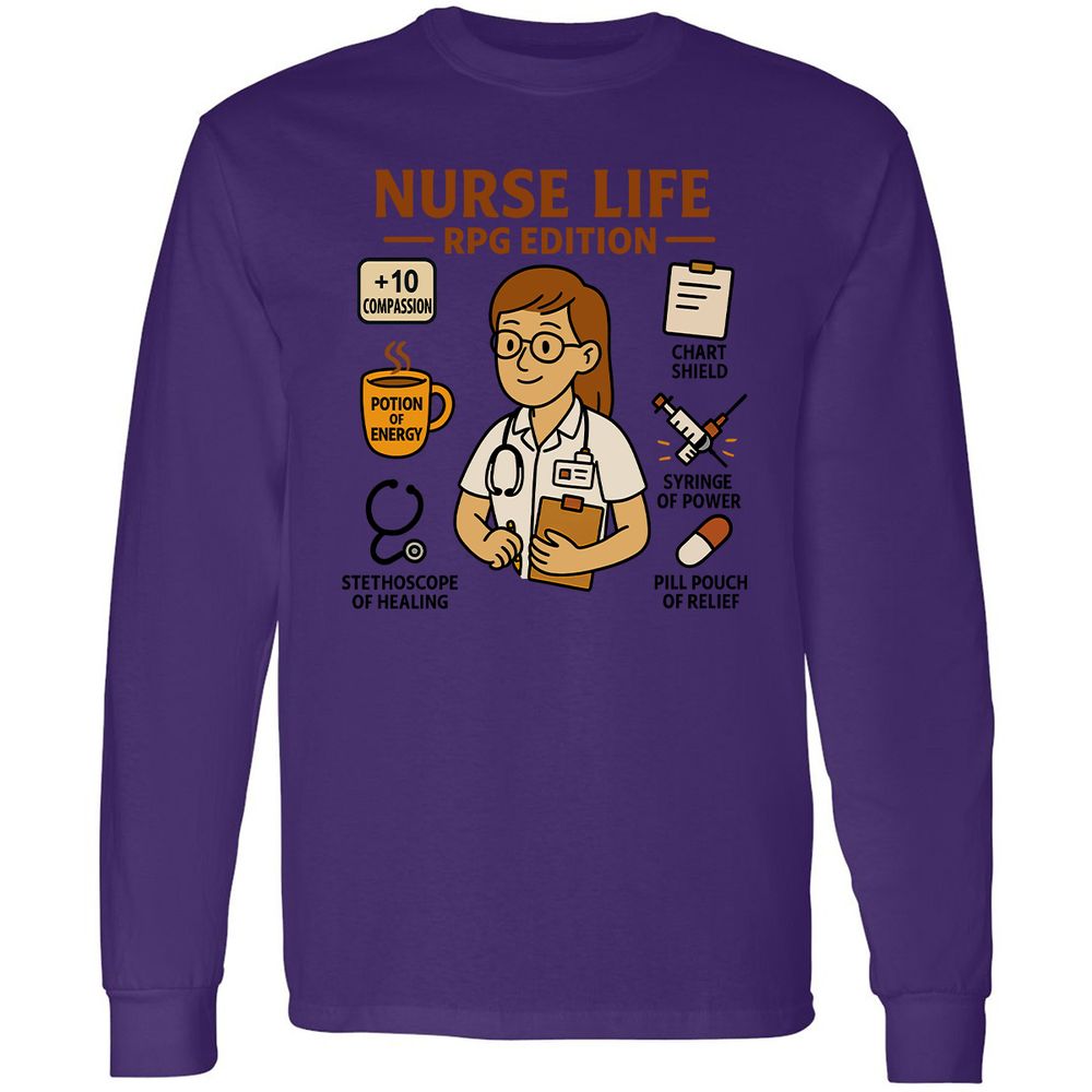 Nurse Life RPG Edition Long Sleeve T-Shirt - Purple - 13