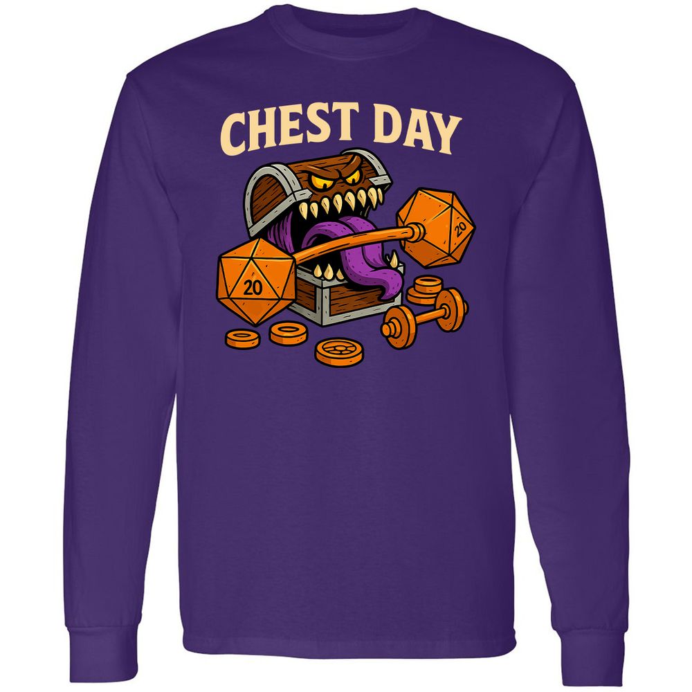 Chest Day Long Sleeve T-Shirt - Purple - 13