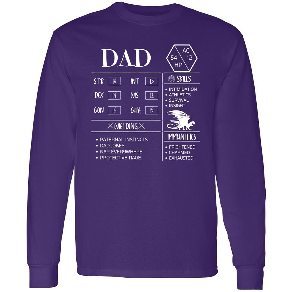 Dad Stats 2 Long Sleeve T-Shirt - Purple - 13