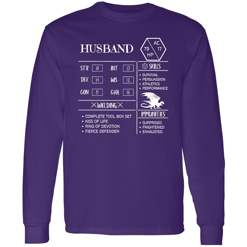 Husband Stats 2 Long Sleeve T-Shirt - Purple - 13